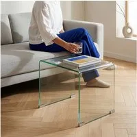 en.casa Beistelltisch, »Varlofrek« Glas 50 x 50 x 50 cm fertig montiert Transparent