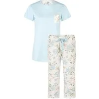 By Louise Schlafanzug Moon Kiss (Set, 2 tlg., 2-teilig) Damen Pyjama Baumwolle Caprihose Kurzarm