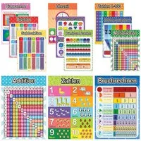 Likarto Poster 12 pädagogische Montessori Lernposter, Mathematik, Extra dickes Papier und beidseitig laminiert, lernen
