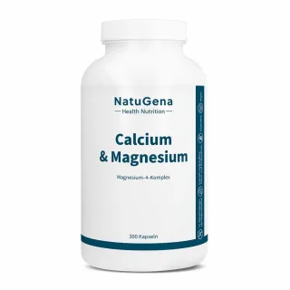NatuGena Calcium & Magnesium | 300 Kapseln | Komplex mit 4 Magnesium-Verbindungen | vegan