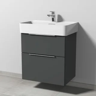 Sanipa 3way Waschtischunterbau zu Laufen VAL Waschtisch mit 2 Auszügen, Anthrazit-Matt UM82122