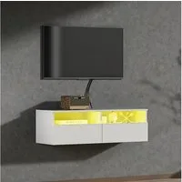 radelldar Lowboard mit LED-Beleuchtung, TV-Schrank, hängend (1 St), 100 cm breit, griffloses TV-Board, 2 Schubladen mit Acryl