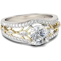 Jumpeak Diamantring Labordiamant,Kontrastfarben-Design,Verlobungsringe Frau,Mama Geschenk, 1,2 ct Diamant Ring Damen,E,VS2,3EX,14K-Gold,luxuriös glänzend,Rund
