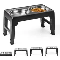 TUWENA Napf-Set Napf Futternapf für Hunde, höhenverstellbar, mit 2 Edelstahl-Schüsseln, Edeistahl, für mittelgroße und große Hunde, 4 höhenverstellbare Fütterung