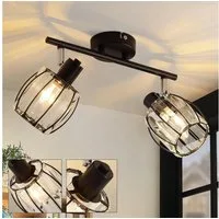 Nettlife Deckenstrahler Kristall Vintage Industrial Deckenspot Schwarz E14 350° schwenkbar, LED wechselbar, Retro Strahler Industrial Flurlampe für Flur Hotel