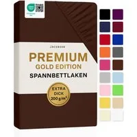 Jacobson Spannbettlaken PREMIUM 200 g/m² Jersey aus 97% Baumwolle & 3% Elasthan, Extra dichtes Bettlaken mit maximalem Halt