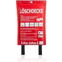 BigDean Löschdecke Fettbrand-Schutz aus Fiberglas – Geprüft nach DIN EN 1869:2001, 100x100 cm, (Packung, 1-St., Löschdecke), Feuer-Löschdecke mit Griffen