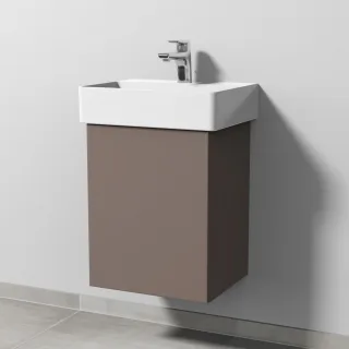 Sanipa 3way Waschtischunterbau zu Duravit Dura Square Waschtisch mit 1 Tür, Taupe-Matt SP4241T