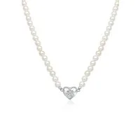 Elli Perlenkette Elli Halskette Choker Perle Herz Edelweiss 925 Silber