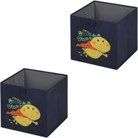 IDIMEX Aufbewahrungsbox DINO-2 (Set), Regalbox für Kinderzimmer, 2er Set Aufbewahrungsbox mit Dino Motiv