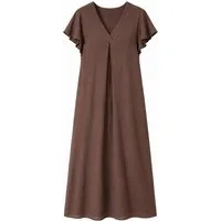 ITALY VIBES Sommerkleid - luftiges Blusenkleid - Leinenkleid mit V-Ausschnitt - Damen Kleid