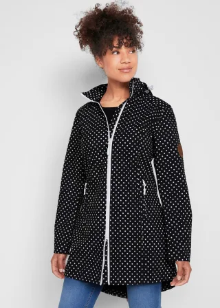 bonprix Leichte wasserabweisende Softshell-Langjacke, schwarz, Gr.44, Komfortable Softshell-Langjacke mit Stretchanteil, abnehmbarer Kapuze und Reißverschlusstaschen, gerade geschnitten, aus Softshell