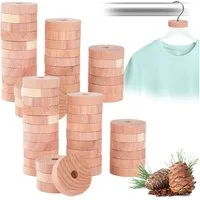 Casativo Kleiderbügel Zedernholz Mottenringe 30er/60er Set Natürlicher Mottenschutz Schrank, (60-tlg), 100% Premium Zedernholz, chemiefrei, Ø3,8xH 1cm, Bohrung Ø0,7 cm