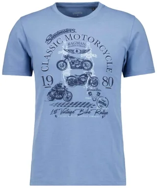 RAGMAN - T-Shirt mit Frontprint mittelblau - Gr. - L