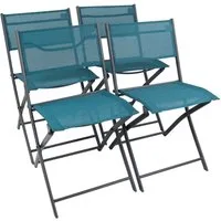 VCM Gartenstuhl 4er Set Balkonstuhl Sumila H. 79 x B. 45 x T. 46cm (4 St), Klappstuhl Metall mit Textilene, klappbar, platzsparend, Campingstuhl