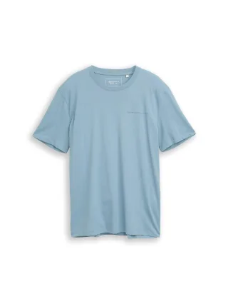 Denim Tom Tailor - Basic T-Shirt mit Logo-Print citadel blue - Gr. - M