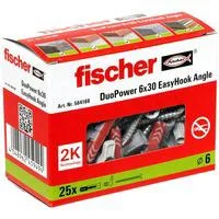 EasyHook Angle DuoPower 6x30, Dübel weiß, 25 Stück, mit EasyHook Winkelhaken