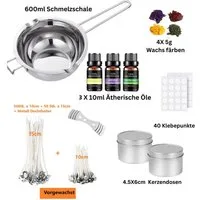 Bienenbiya Formkerze Kerzen Selber Machen Set, Kerzenherstellung Kit, Wachsschmelztopf (Spar-Set, Kerzendochte, Farben, Öle, Dosen, Kerzen Aufkleber, Dochthalter), Candle Making Kit für Erwachsene und Kinder