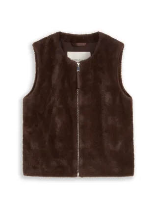 Tom Tailor - Teddy Weste mit Taschen java dark brown - Gr. - XXXL