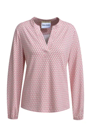 Smith&Soul - Relaxed Jersey Shirt Blouse AOP bubblegum print - Gr. - M