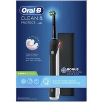 Oral-B Elektrische Zahnbürste Clean & Protect Cross Action Black, Aufsteckbürsten: 1 St., inkl. Reise-Etui