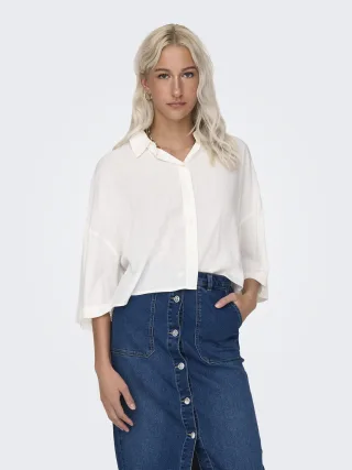 ONLY - ONLASTRID LIFE 2/4 CROP SHIRT WVN NOOS Cloud Dancer - Gr. - XL