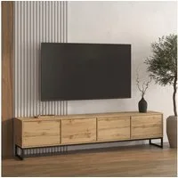 OTTO home Lowboard Loft, Breite 208,5 cm, TV-Board mit 4 Klappen, Metallkufen, TV-Kommode mit viel Stauraum, push-to-open-Funktion