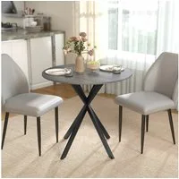 HOMCOM Esstisch Küchentisch im Industriestil mit Stahlbeinen für 2 Personen (für Esszimmer, Küche, Wohnzimmer, 1-St., rund, 80 x 80 x 75 cm), Grau