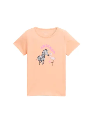 tom tailor kids - T-Shirt mit Print peach bloom - Gr. - 116/122