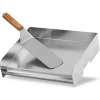 BBQ-Toro Grillplatte Edelstahl Grillplatte 32 x 28 cm, BBQ Plancha, Grillblech mit Spachtel