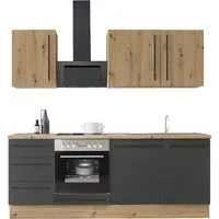 KOCHSTATION Küchenzeile KS-Florida mit 38mm starker Arbeitsplatte, Breite 220 cm, wahlweise mit E-Geräten, Soft-Close-Funktion