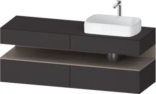 Duravit Qatego Konsolenwaschtischunterbau wandhängend Graphit Supermatt 1600x550x600 mm - QA47780438 QA4778043800000
