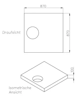 Neuesbad Wannenträger für Hoesch NIAS 90x90x1,5 SD 26154