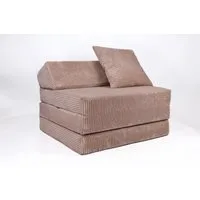 Klappmatratze Klappmatratze mit Kopfteil aus Cord, FORTISLINE, Klappbar, als Sitzmöglichkeit nutzbar, Bezug abnehmbar und waschbar