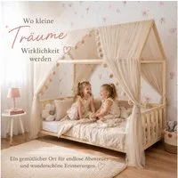 Baby Fancyroom Betthimmel Betthimmel Tüll Hausbett Kinderbett 2 Stück 340cm 380cm Montessori (3-tlg. Set mit 2x Betthimmel und einer 20er Pomponkette, Baldachin, Kinder Betthimmel Baldachin Himmel Deko Set), Betthimmel für Hausbett Montessori