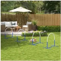 PawHut Agility-Hürde für ältere Hunde, Hundetrainigsset mit Tragetasche, PE, ABS, Hunde-Agility-Trainingsgeräte (4-tlg) Blau+Weiß 88 x 64 x 95 cm