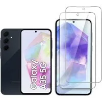CLM-Tech Displayschutzglas 2x Schutzfolie für Samsung Galaxy A35 5G Panzerfolie kristallklar für Samsung Galaxy A35 5G, Panzerglas Folie - Anti-Fingerabdruck und kratzfest -, 2 Stück, Unterstützt Fingerabdruck-ID