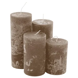 Rustikale Kerzen, braun, abgestuft, 4 Stück