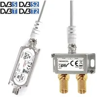 TronicXL SAT-Verteiler 2-fach Sat Splitter mit Verstärker Weiche DVBS DVBT Unicable TV HD 4K