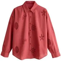 Next Hemdbluse Langärmeliges Oberteil mit Lochstickerei (1-tlg)