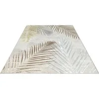 OTTO home Teppich Luvvi, rechteckig, Höhe: 8 mm, Kurzflor, modernes Blätter Design, Hoch-Tief-Struktur, Wohnzimmer