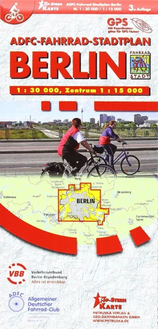 ADFC-Fahrrad-Stadtplan Berlin: 1:30000 Zentrum 1:15000