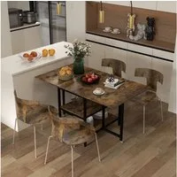 HOMCOM Klapptisch Küchentisch mit 2 Ablagen für 2-6 Personen (Wohnzimmertisch, 1-St., Esszimmertisch), Rustikal-Braun 140 x 80 x 75 cm