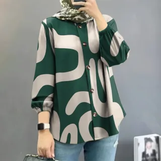ZANZEA Ethnic Style Women Blouse Lantern Sleeve Geometric Pattern Shirt Fashion O-Neck Button Up Top