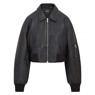 Übergroße Damen-Bomberjacke MA-1 aus Leder