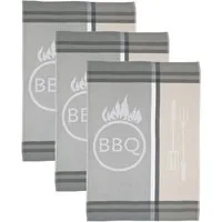 ROSS Geschirrtuch BBQ, (Set, 3-tlg), Motivtuch, aus 100% Baumwolle