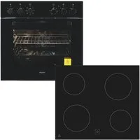exquisit Backofen-Set EHE 256-U-020 Glaskeramikkochfeld, Rahmenlos Einbauherdset schwarz