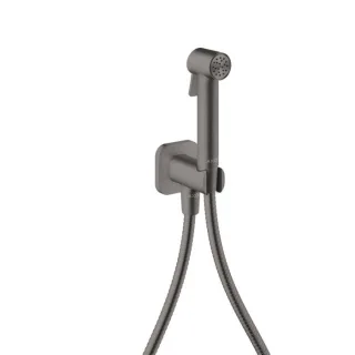 hansgrohe AXOR Bidette Showers Bidette Duschkopf 29241340 1 Strahlart softsquare für Kaltwasser mit Duschkopfhalterung und Duschschlauch 1,25 m, Brushed Black Chrome