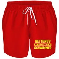 deinshirt Badehose Schwimmshorts Lifeguard Rettungsschwimmer Integrierter Netz-Slip, aufgesetzte Gesäßtasche mit Klettverschluss