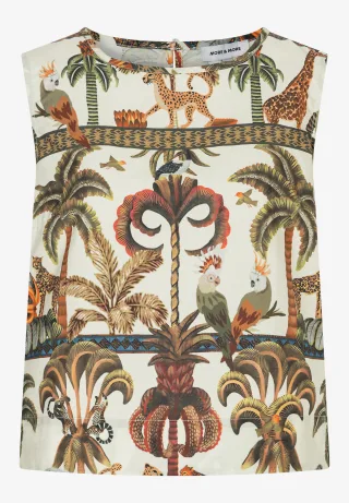 MORE & MORE - Blusen-Top mit Jungle-Print weiß - Gr. - 38